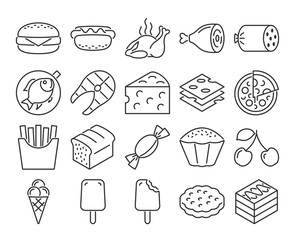 Modern line style icons set: Food