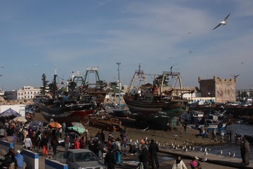 Marokko,Fischerboote am Hafen von Essaouira