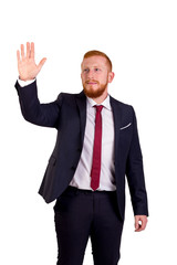 Executive redhead greeting