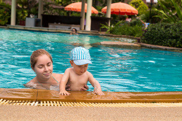 Mother with baby pool