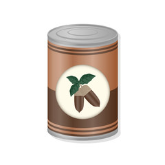 acorn in metal can
