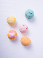 ice cream scoop or ice cream ball on the background.