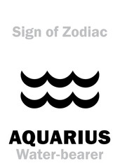 Astrology Alphabet: Sign of Zodiac AQUARIUS (The Water-bearer). Hieroglyphics character sign (single symbol).