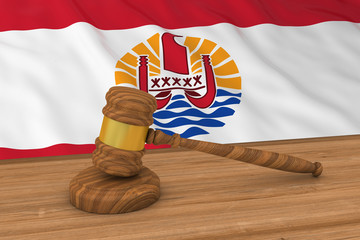 Tahitian Law Concept - Flag of Tahiti Behind Judge's Gavel 3D Illustration