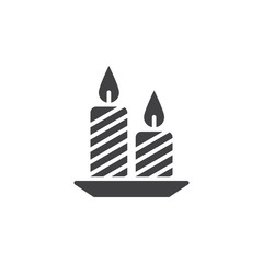Candles icon vector, filled flat sign, solid pictogram isolated on white, logo illustration