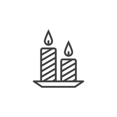 Candles line icon, outline vector sign, linear pictogram isolated on white. logo illustration
