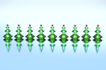 Green diamonds christmas trees with a red stars
