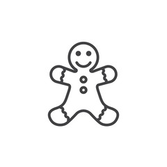 Gingerbread man cookie line icon, outline vector sign, linear pictogram isolated on white. logo illustration