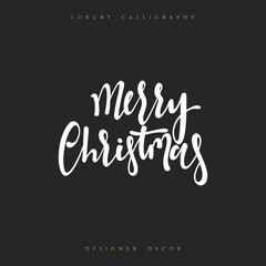 Merry christmas lettering handmade calligraphy. Inscriptions for greeting card. Luxury calligraphy decor design element