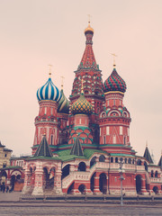 Fototapeta na wymiar St. Basil Cathedral in old day, Red Square, Moscow