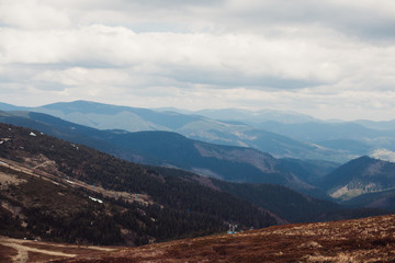 Beautiful cloudy sky in Carpatian Mountains