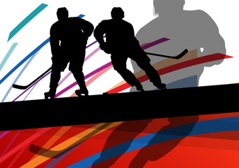 Hockey player sport silhouette vector abstract background line