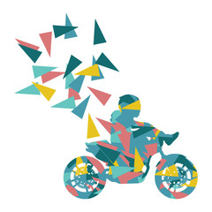 Motorcyclist performed extreme stunts driver vector abstract bac