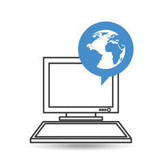 computer desktop globe communication social network vector illustration eps 10