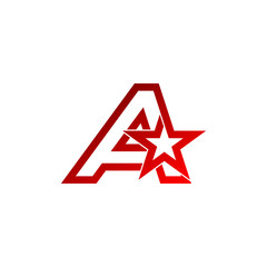 Letter A logo,Red star sign Branding Identity Corporate unusual logo design template