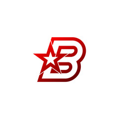 Letter B logo,Red star sign Branding Identity Corporate unusual logo design template