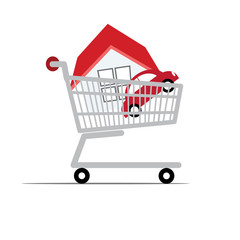 Car and home in shopping cart