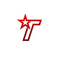 Letter T logo,Red star sign Branding Identity Corporate unusual logo design template