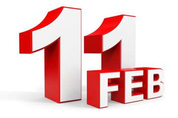 February 11. 3d text on white background.