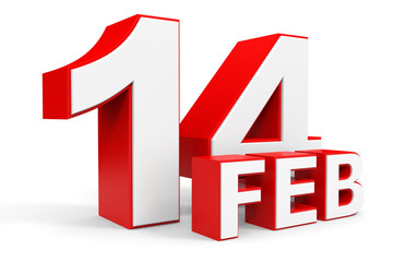 February 14. 3d text on white background.