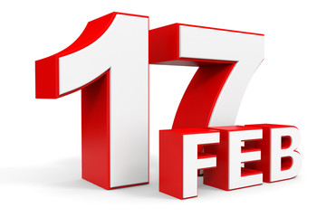 February 17. 3d text on white background.