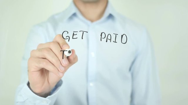 &nbsp;Get Paid To Share, Man Writing on Screen