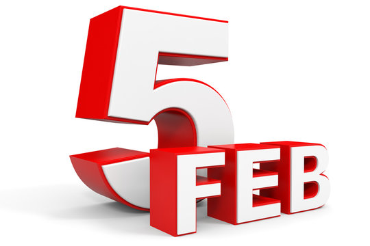 February 5. 3d text on white background.