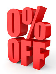 Zero percent. 3D illustration on white background.