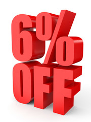 Discount 6 percent off. 3D illustration on white background.
