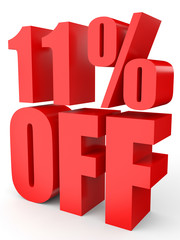 Discount 11 percent off. 3D illustration on white background.
