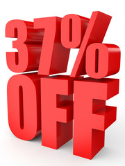 Discount 37 percent off. 3D illustration on white background.