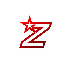 Letter Z logo,Red star sign Branding Identity Corporate unusual logo design template