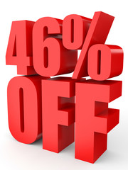 Discount 46 percent off. 3D illustration on white background.