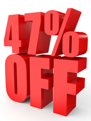 Discount 47 percent off. 3D illustration on white background.