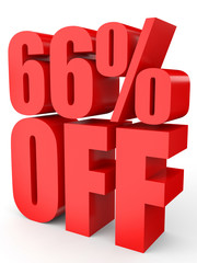 Discount 66 percent off. 3D illustration on white background.