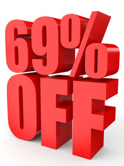 Discount 69 percent off. 3D illustration on white background.