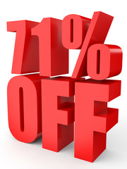 Discount 71 percent off. 3D illustration on white background.
