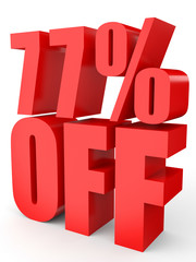 Discount 77 percent off. 3D illustration on white background.