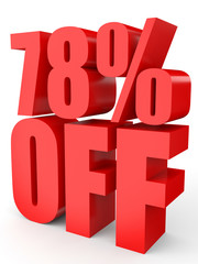 Discount 78 percent off. 3D illustration on white background.