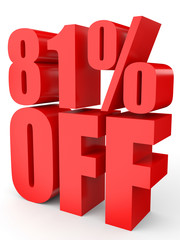Discount 81 percent off. 3D illustration on white background.
