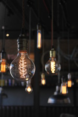 Decorative light bulbs on beautiful background