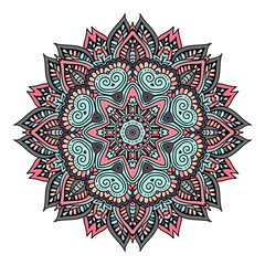 Decorative vintage vector ornament. Ornate colorful mandala. indian oriental doodle design