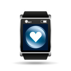 smart watch blue screen heart icon media vector illustration eps 10