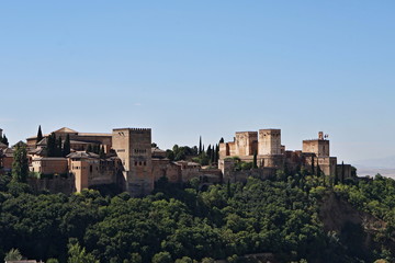 Fototapeta na wymiar Aerial view of the famous Spanish structure La Alhambra in Granada, in Southern Spain 