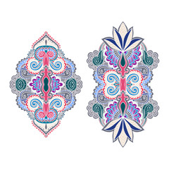 Vector ornamental Lotus flower, ethnic art, patterned Indian paisley. Hand drawn illustration. original design in doodle and zentangle style. Tattoo, astrology, alchemy, boho  magic symbol.