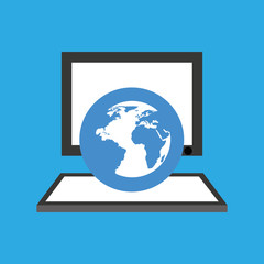 computer desktop globe communication social network vector illustration eps 10