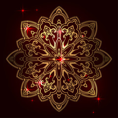 Beautiful Indian floral ornament. Ethnic Mandala. Henna tattoo style. hand drawn design