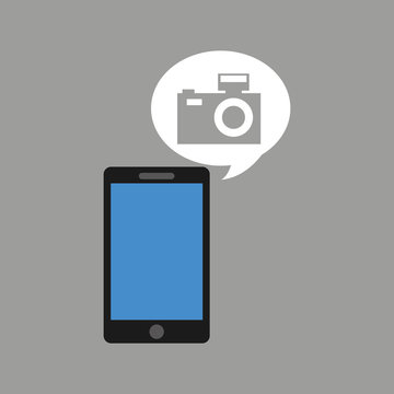 concept social media, hand holding smartphone camera photograpy vector illustration eps 10