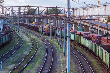 empty cargo train in the terminal