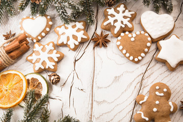 Christmas cookies with fir branches 
